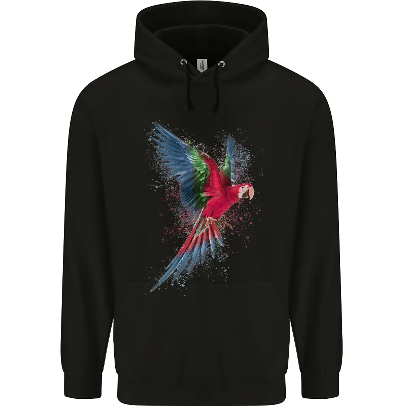 A Colourful Parrot Mens 80% Cotton Hoodie Hoodie with Slit Hem Functional Movement