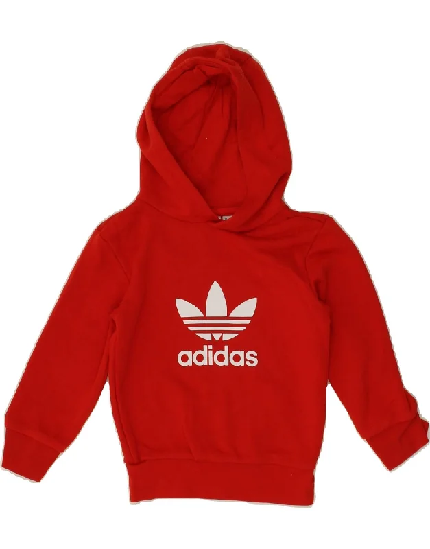 ADIDAS Baby Boys Graphic Hoodie Jumper 18-24 Months Red Cotton Hoodie with Hem Fringe Bohemian Relaxed