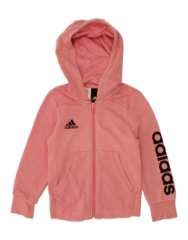 ADIDAS Baby Girls Graphic Zip Hoodie Sweater 18-24 Months Pink Hoodie with Belted Waist Structured Tailored