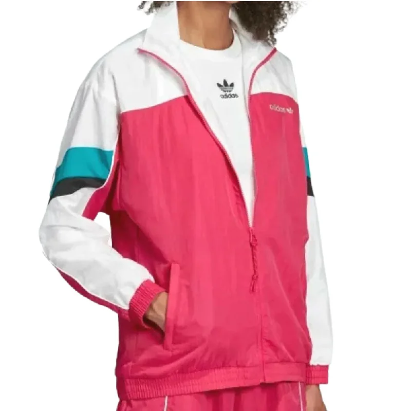 Adidas Originals Women's Track Jacket Real Magenta Ribbed Jacket Pleated Jacket Ruffled Jacket