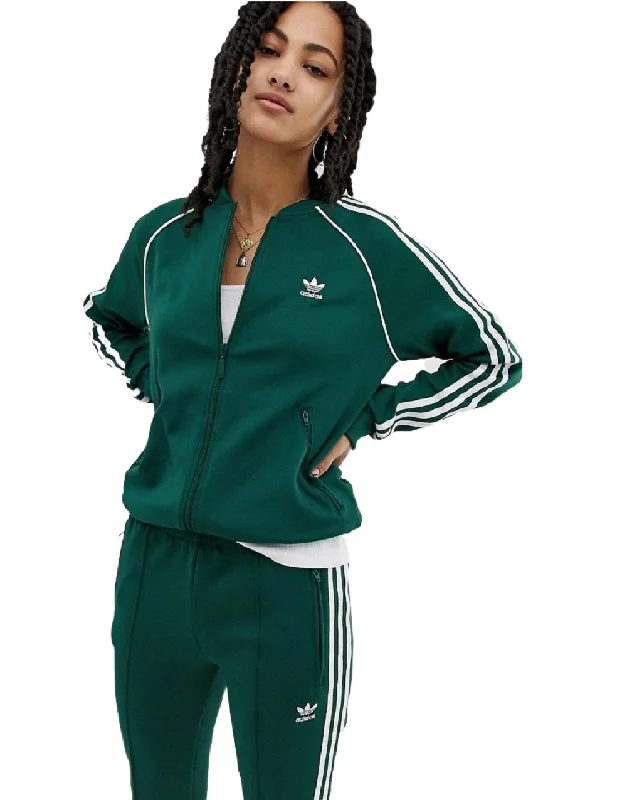 Adidas SST Full Zip Women"s Track Jacket Green Tiered Jacket Buttoned Jacket Zippered Jacket