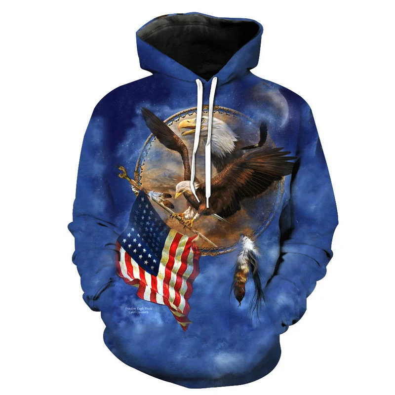 American Eagle Flag Bearer Hoodie Hoodie with Pastel Soft Subtle