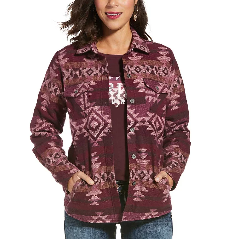 Ariat Women's Shacket Aztec Shirt Jacket Stand-Up Collar Roll-Neck Collar Turtle Neck