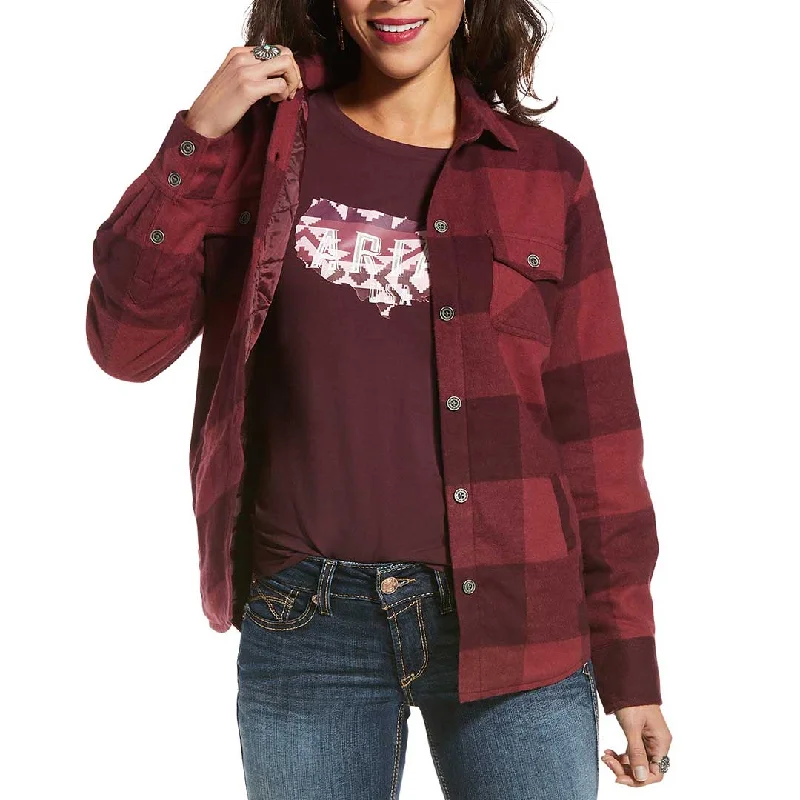 Ariat Women's Shacket Buffalo Plaid Shirt Jacket Zip Front Button Front Snap Front