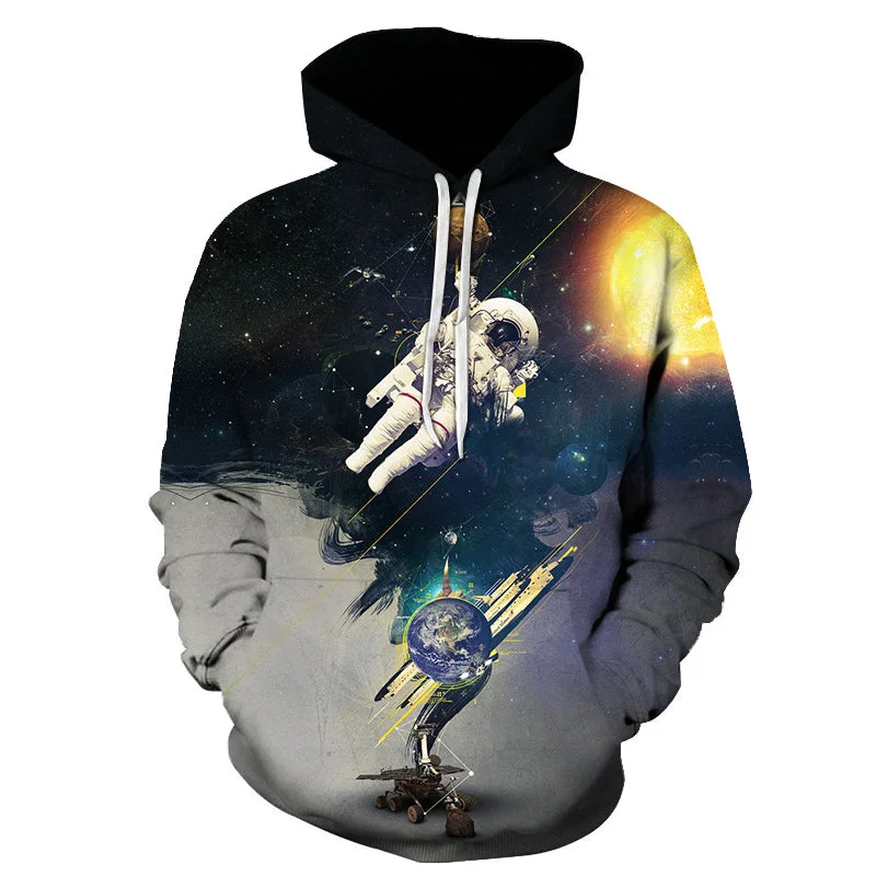 Astronaut Space Walk Hoodie Hoodie with Hem Contrast Bold Stylish