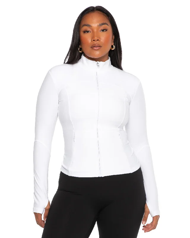 Aura Jacket - White Welt Pockets Slit Pockets Flap Pockets