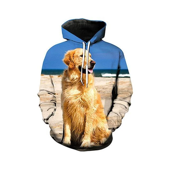 Beach Dog Hoodie Hoodie with Hem Drawcord Adjustable Customizable