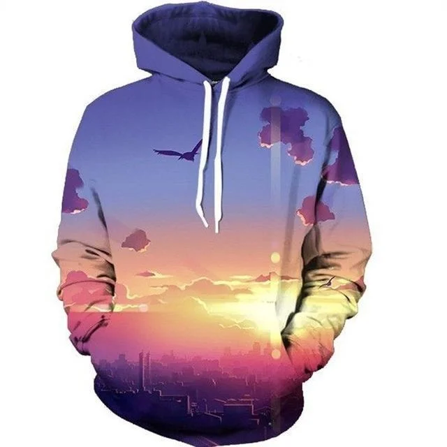 City Sunset Hoodie Hoodie with Cropped Fit Short Trendy