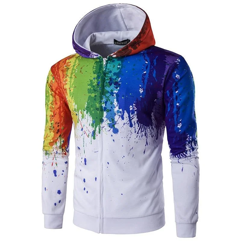 Creative Urban Wear Multi-Coloured Hoodie Hoodie with Metallic Shiny Futuristic