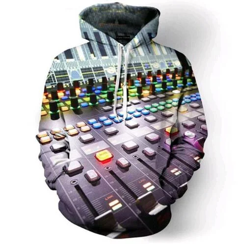 DJ Mixing Desk Hoodie Hoodie with Bell Sleeves Flared Feminine