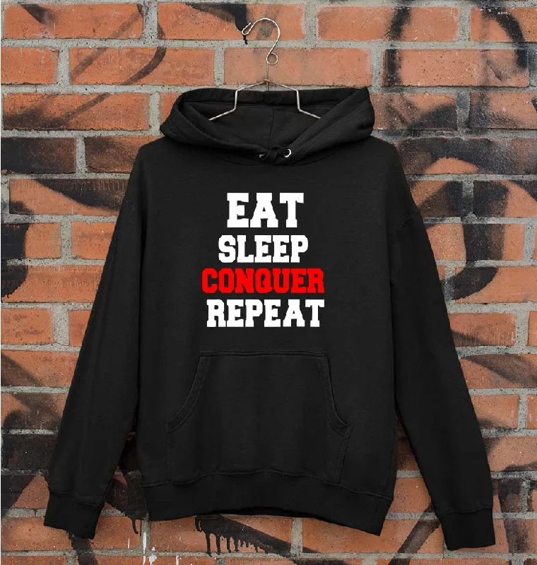 eat sleep conquer repeat Unisex Hoodie for Men/Women Hoodie with Ribbed Hem Stretchable Secure