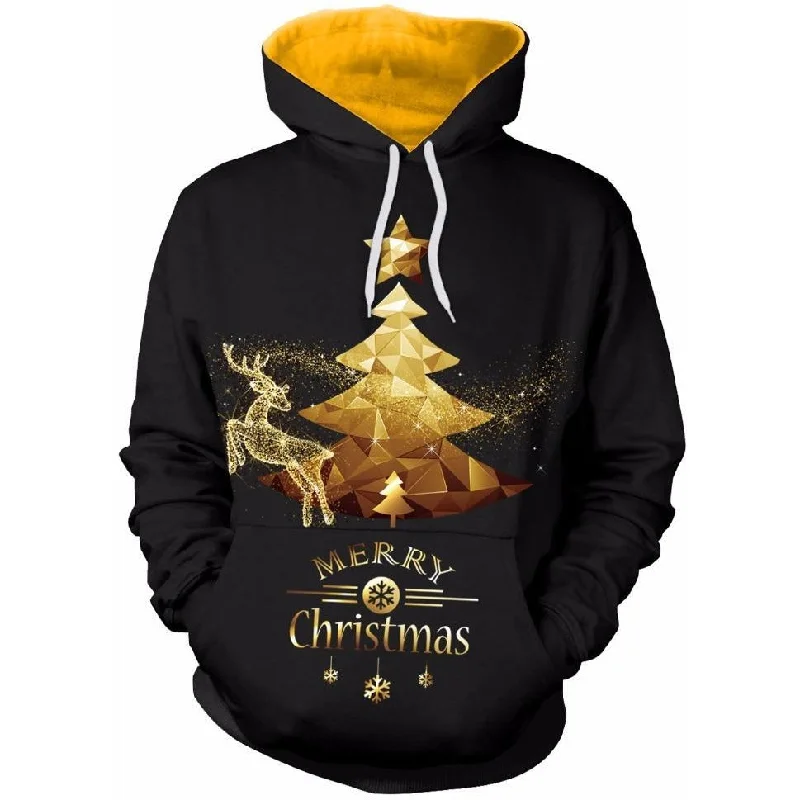 Gold Christmas Tree Hoodie Hoodie with Emblem Brand Identity