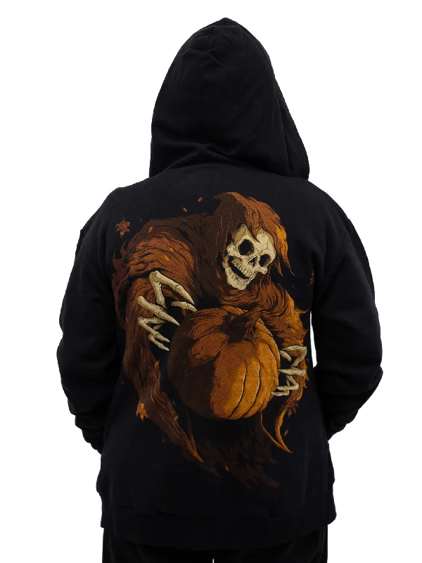 Hallowed Gourd Zip Hoodie SEVENTH INK Hoodie with Strings Custom Fit Adjustable