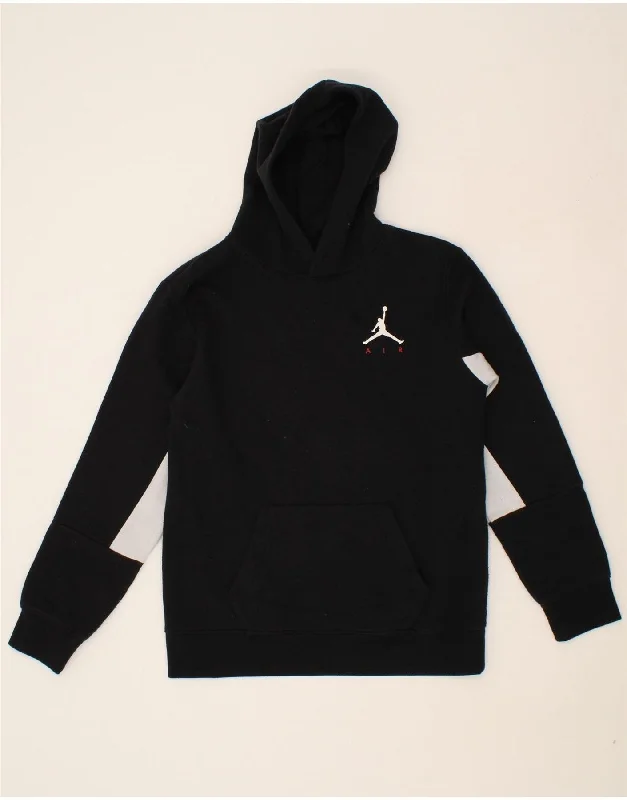 JORDAN Boys Graphic Hoodie Jumper 13-14 Years Black Cotton Hoodie with Full-Zip Functional Layering