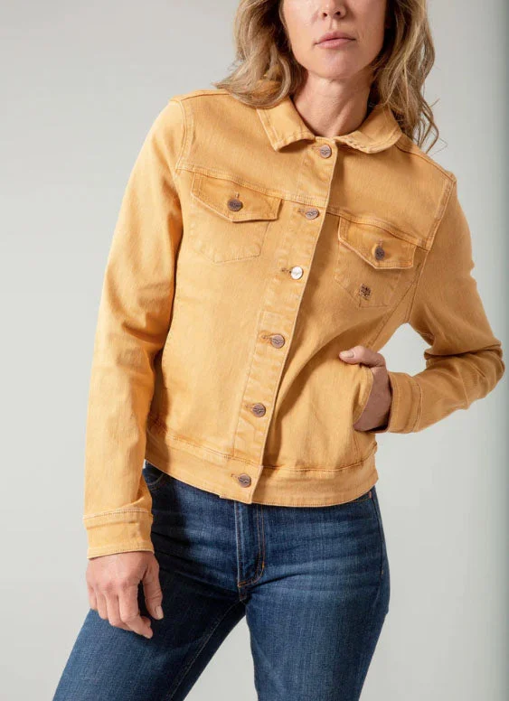 Kimes ranch Women's Winslow Trucker Gold Earth Jacket Front Pockets Side Pockets Patch Pockets