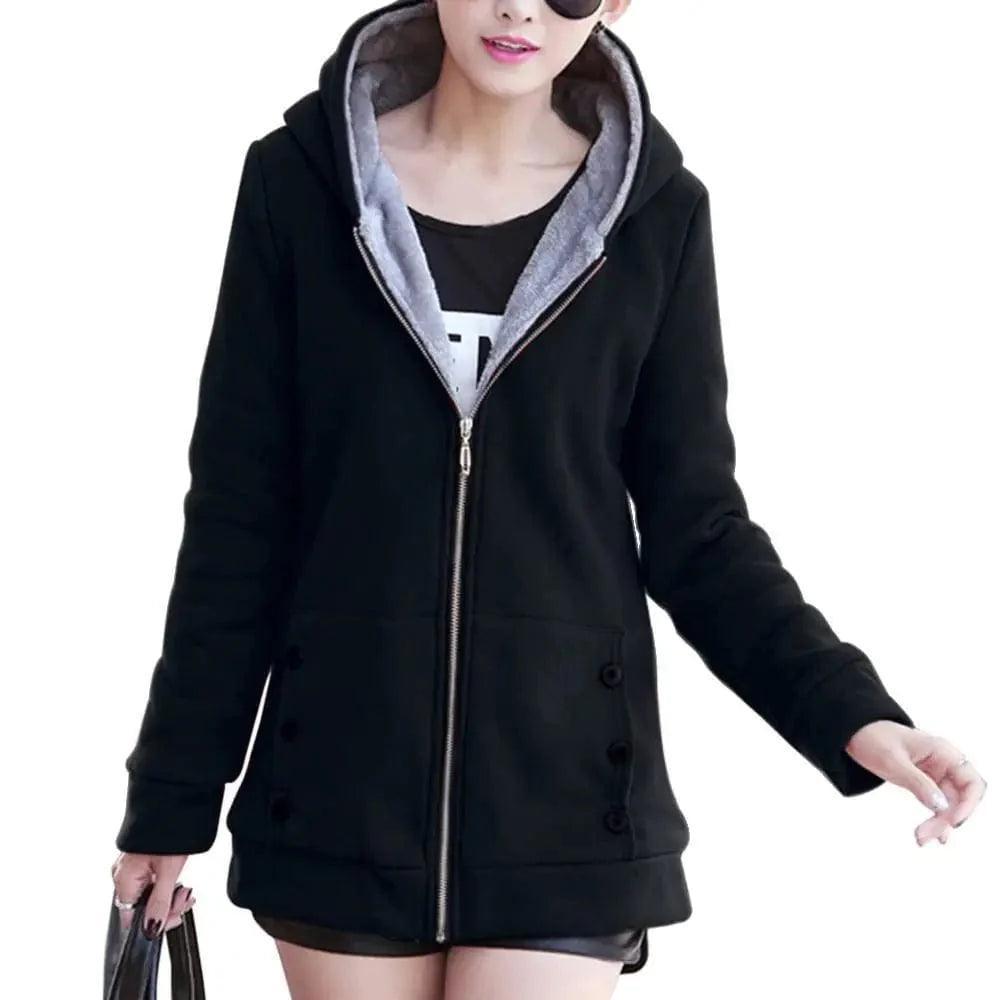 Thick Warm Cardigan Sweater Hooded Jacket Hoodie Zip-Up Jacket Button-Up Jacket