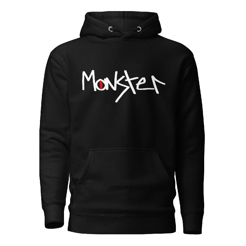 Monster Pull Over Hoodie (Unisex) Hoodie with Zipper Placket Modern Functional