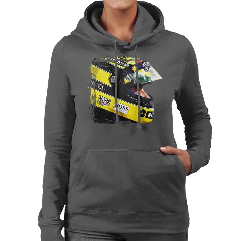 Motorsport Images Aryton Senna At Suzaka Japanese GP Women's Hooded Sweatshirt Hoodie with Gradient Ombre Colorful