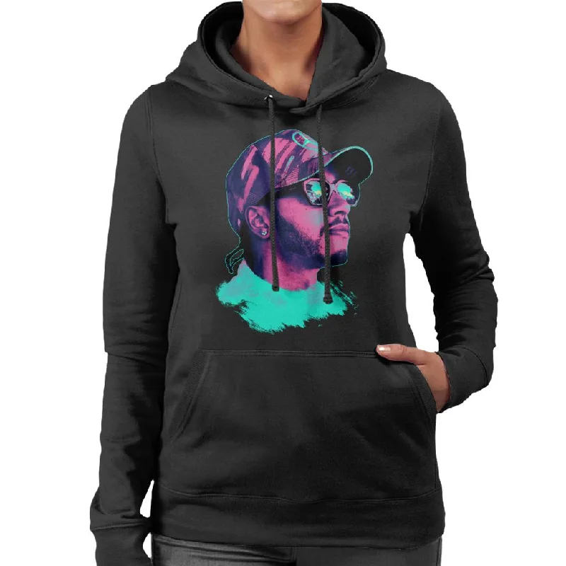 Motorsport Images Lewis Hamilton Spanish GP Neon Art Women's Hooded Sweatshirt Hoodie with Oversized Fit Loose Comfortable