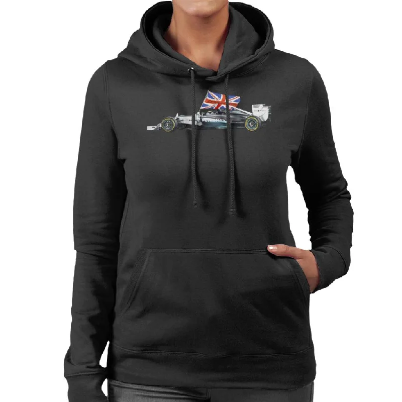 Motorsport Images Lewis Hamilton Yas Marina Circuit 2014 Women's Hooded Sweatshirt Hoodie with Magnetic Closure Innovative Modern