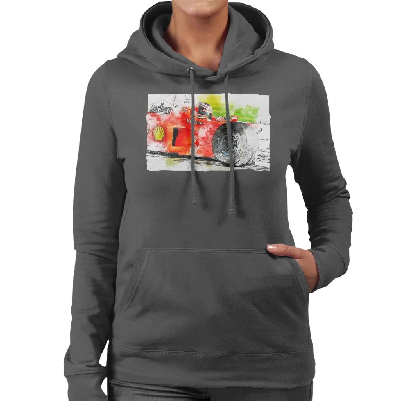 Motorsport Images Michael Schumacher Barcelona Spanish GP Women's Hooded Sweatshirt Hoodie Sweatshirt Pullover