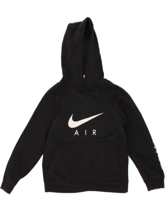 NIKE Boys Air Graphic Hoodie Jumper 8-9 Years Small Black Cotton Hoodie with Button Classic Timeless