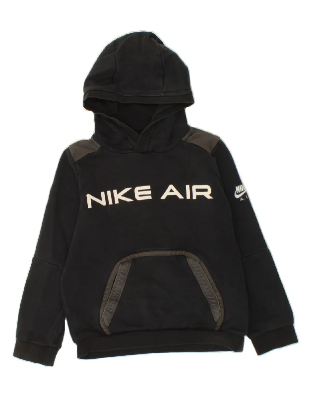 NIKE Boys Standard Fit Graphic Hoodie Jumper 10-11 Years Medium  Black Hoodie with Side Slits Relaxed Casual