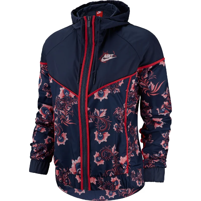 Nike Floral Print Women's Jacket Blue Mesh Jacket Canvas Jacket Denim Jacket