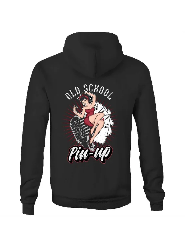 OLD SCHOOL PINUP - Fleecy Womens Hoodie Hoodie with Neon Bright Vibrant