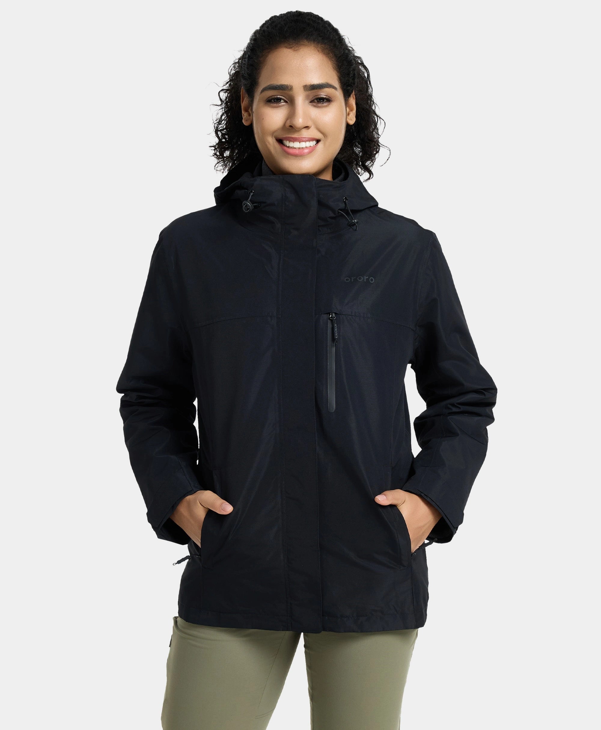 River Ridge Women's Waterproof Shell Jacket - Black Zip Front Button Front Snap Front