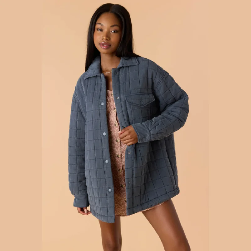 Rya Quilted Oversized Fit Snap Front Jacket Jacket Blazer Coat