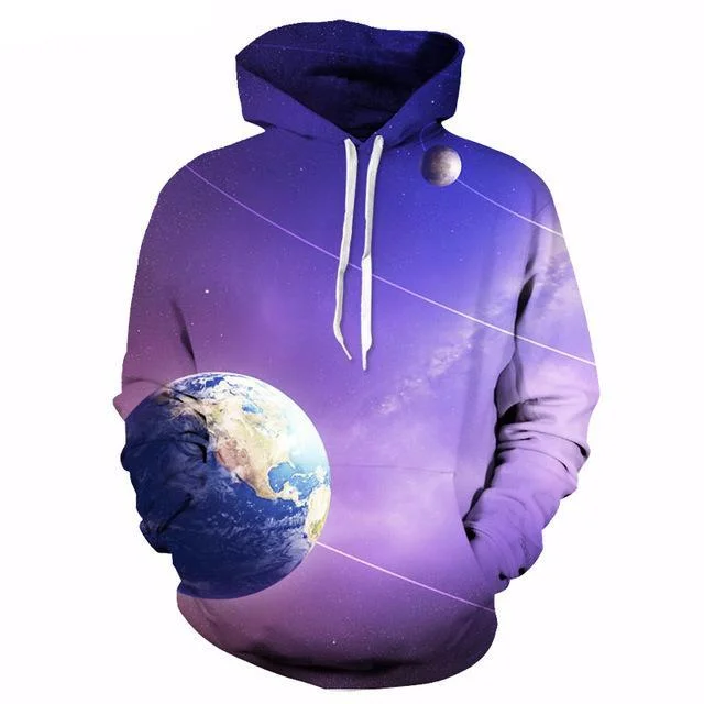 Solar System Hoodie Hoodie with Raw Hem Edgy Unfinished