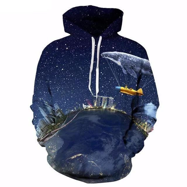 Space Art Illusion Hoodie Hoodie with Batwing Sleeves Loose Dramatic