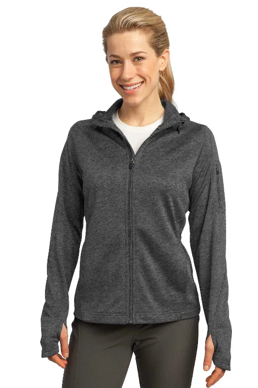 Sport-Tek L248 Ladies Tech Fleece Full-Zip Hooded Jacket - Graphite Heather Fleece Jacket Down Jacket Parka