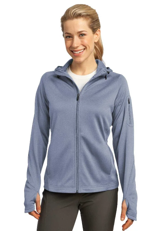 Sport-Tek L248 Ladies Tech Fleece Full-Zip Hooded Jacket - Gray Heather Wool Jacket Cashmere Jacket Tweed Jacket