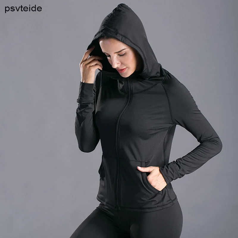 Sporty Hooded Zip Jacket Womenswear Nylon Jacket Polyester Jacket Spandex Jacket