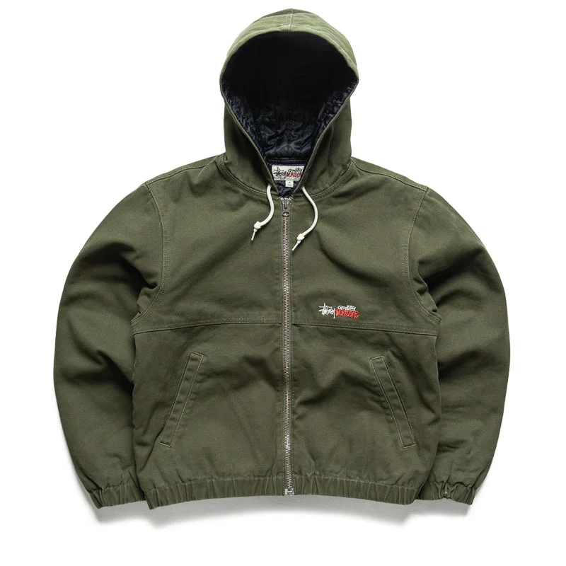 Stussy Work Jacket - Olive Striped Jacket Polka Dot Jacket Floral Jacket