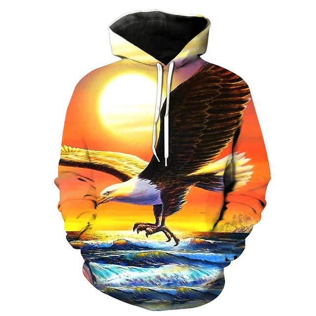 Sunset Eagle Hoodie Hoodie with Camouflage Military Edgy