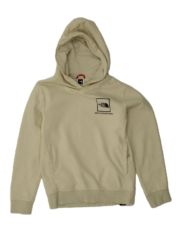 THE NORTH FACE Boys Graphic Hoodie Jumper 10-11 Years Medium  Off White Hoodie with Metallic Shiny Futuristic