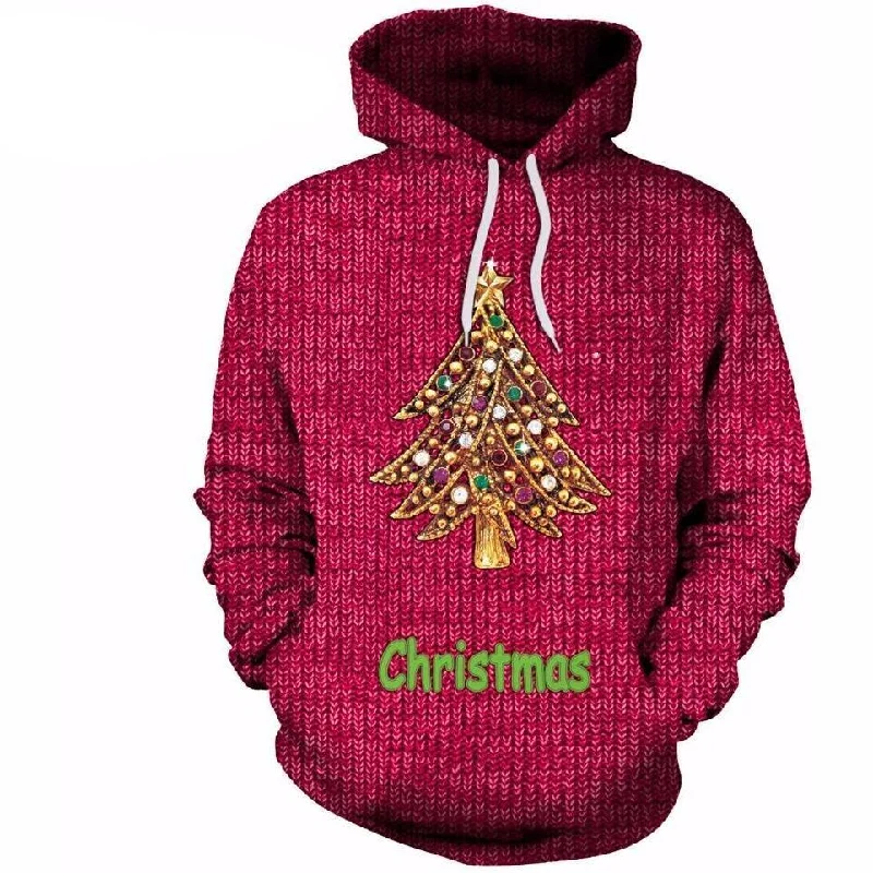 Unisex Christmas Tree Hoodie Hoodie with Pattern Geometric Abstract