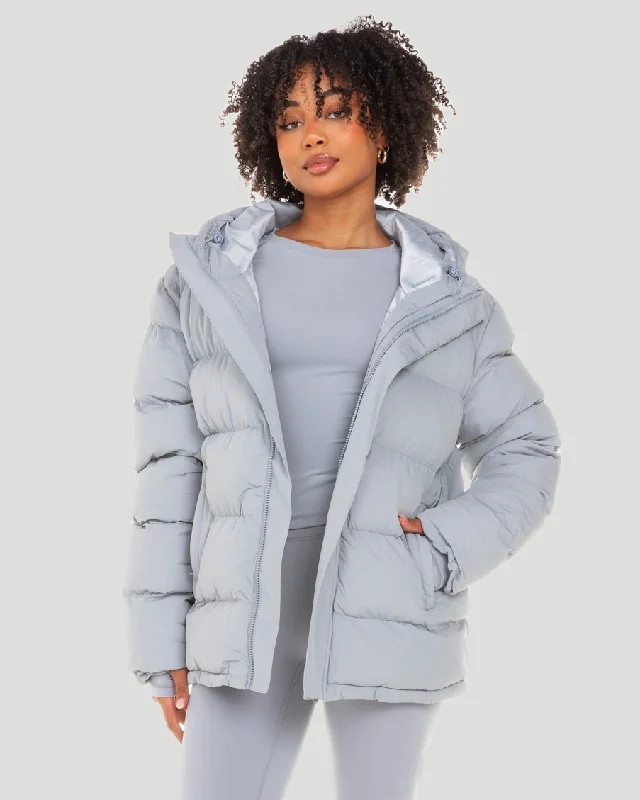 Unisex Puffer Jacket - Steel Grey Fitted Jacket Loose Jacket Oversized Jacket