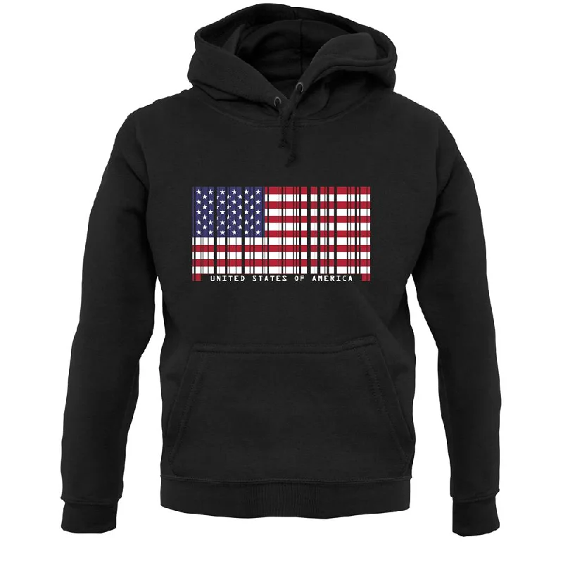 Usa Barcode Style Flag Unisex Hoodie Hoodie with Monochrome Minimalist Simple