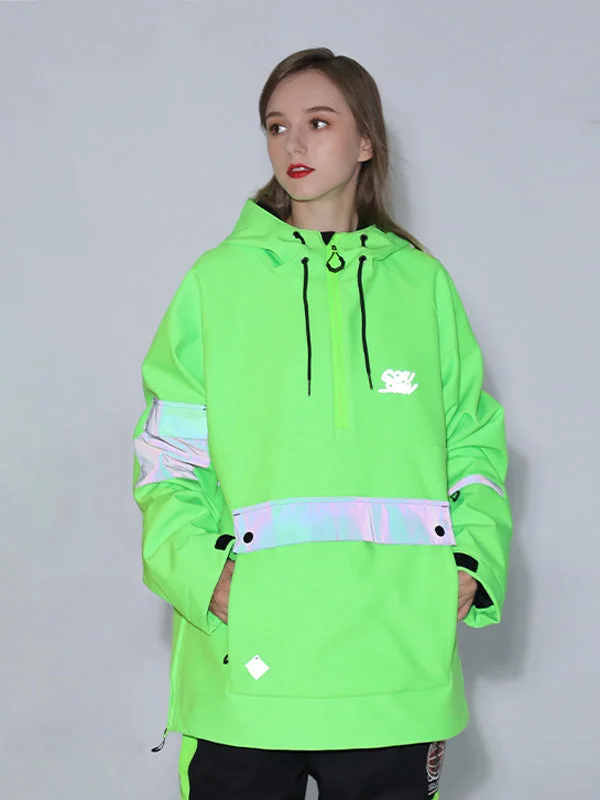 Women's Gsou Snow Unisex Reflective Mountain Mission Anorak Snow Jacket Snapped Jacket Toggled Jacket Drawstring Jacket