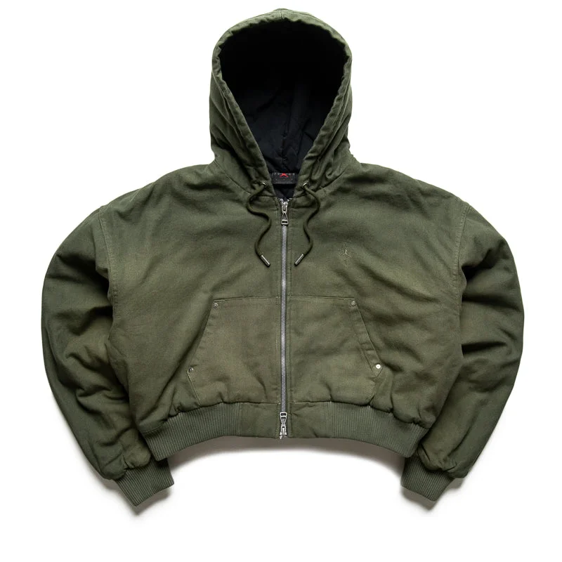 Women's Travis Scott x Jordan Hooded Canvas Jacket - Cargo Khaki Fleece Jacket Down Jacket Feather Jacket