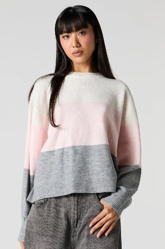 Mossy Knit Colourblock Sweater Boxy Sweater Fitted Sweater A-Line