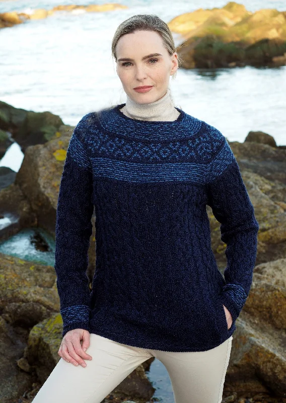 Aran Fairisle Sweater | Blue - Clearance Layered Multi-layer Single Layer