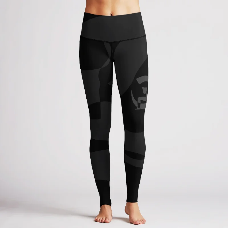 Aum Black Grey Reversible High Waist Reversible Legging Stylish Capri Leggings