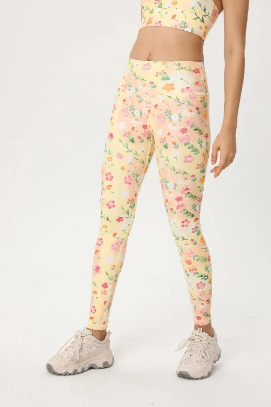 Blossom High-waisted Leggings Elegant Satin Finish Leggings