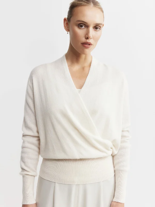 Cashmere Ballet Sweater - Cream Satin Fabric Silk Fabric Chiffon Fabric