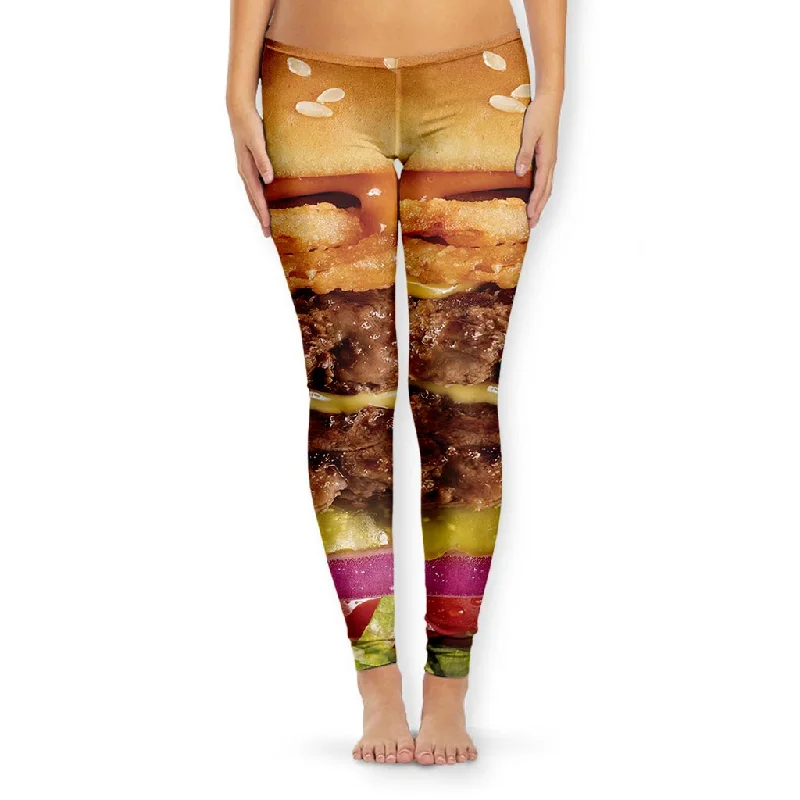 Cheeseburger Women's Leggings Elegant Embellished Leggings